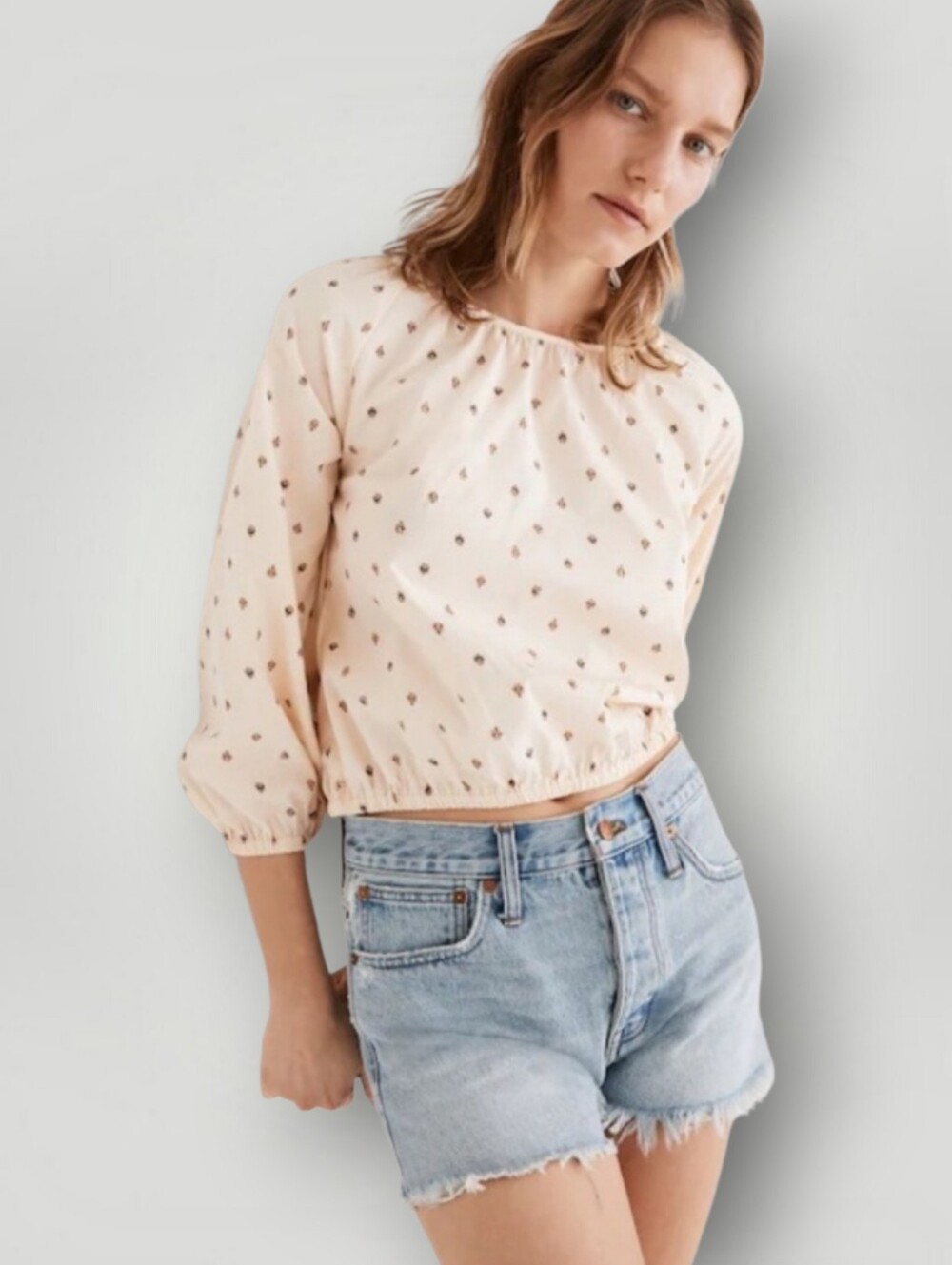 Madewell Gathered Puffโ Sleeve Crop Top Ditsy Floral XS Cottagecore